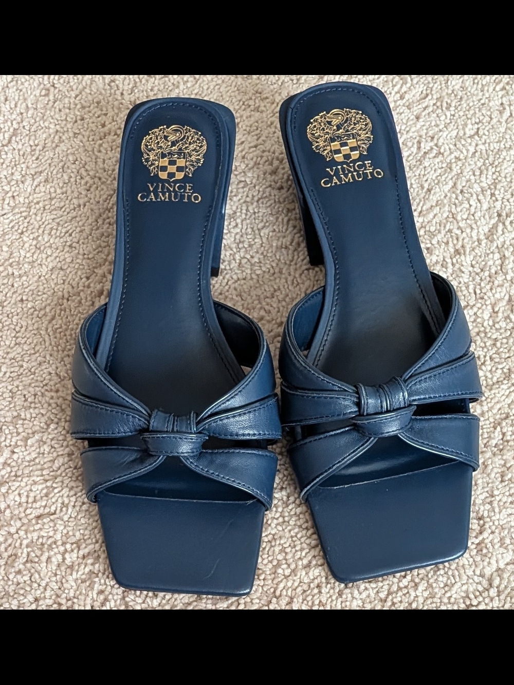 Vince CamutoSelsries Navy Knotted Leather Slide Mules. New Without Box 11M